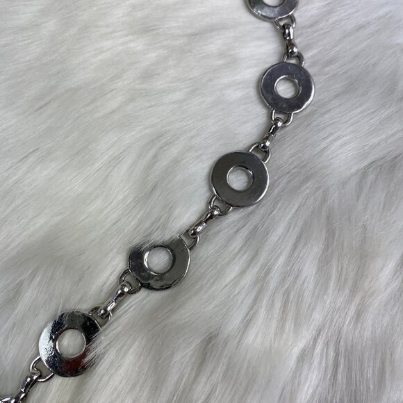 Silver Tone Circle Disc Mod Gogo Loop Belt 45" - Picture 5 of 6